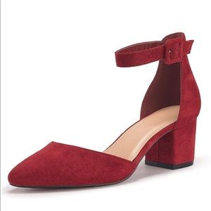 FISACE Womens Low Mid Square Heel Ankle Strap Sandal. Size 7.